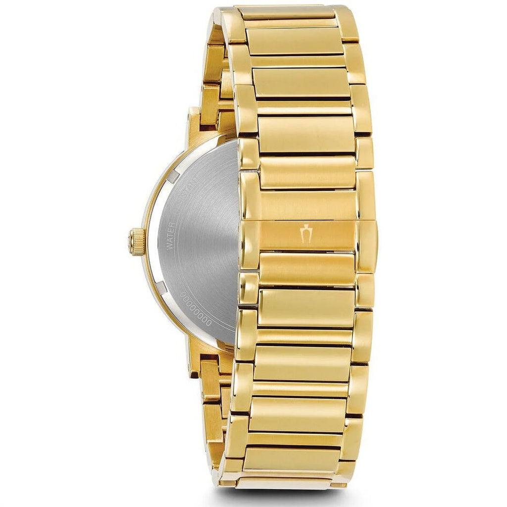 Gold Modern Men's Gold Bracelet Steel Diamond Dial Watch Tone Bulova 97D115 Yellow