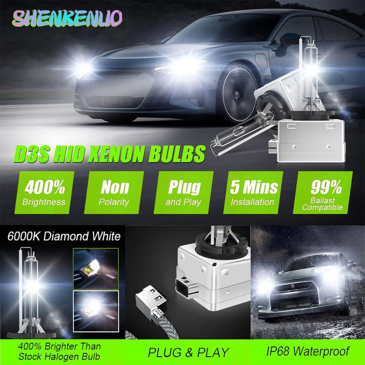For 2013-2015 Bulbs High/Low 2016 HID Beam 2018 2017 Enclave Headlight 2pc D3S Xenon Buick