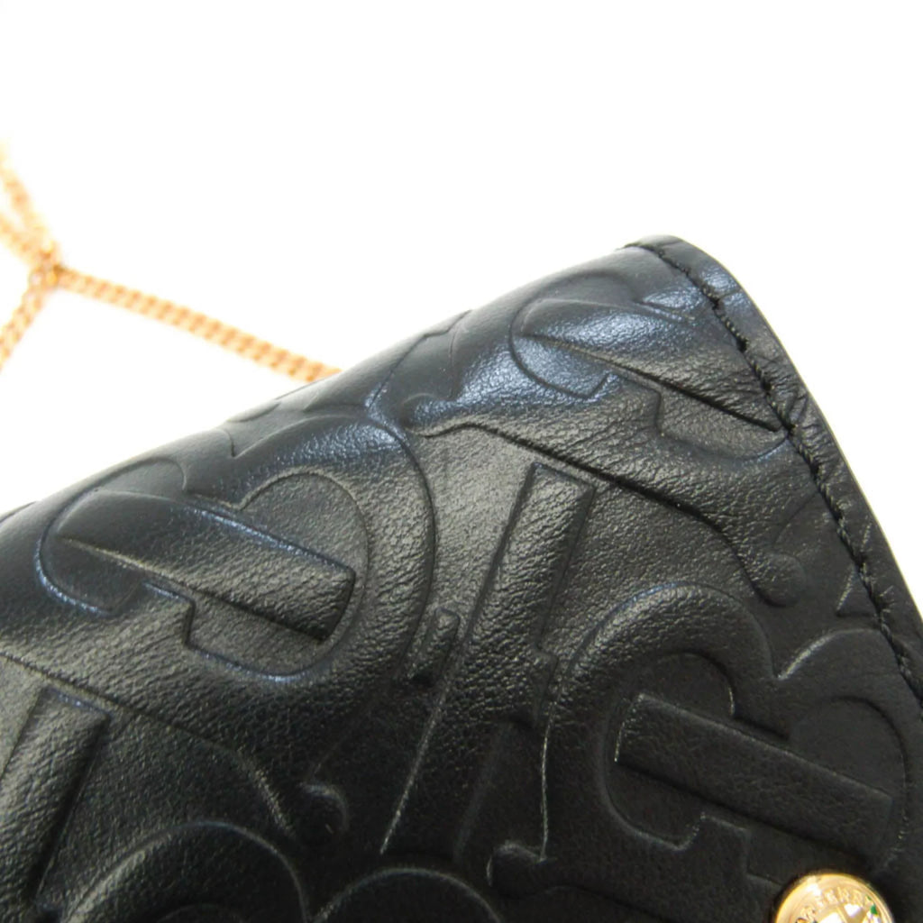 (Good) Case Burberry 8011333 Case Chain Leather Card Pre-Owned Coin Black