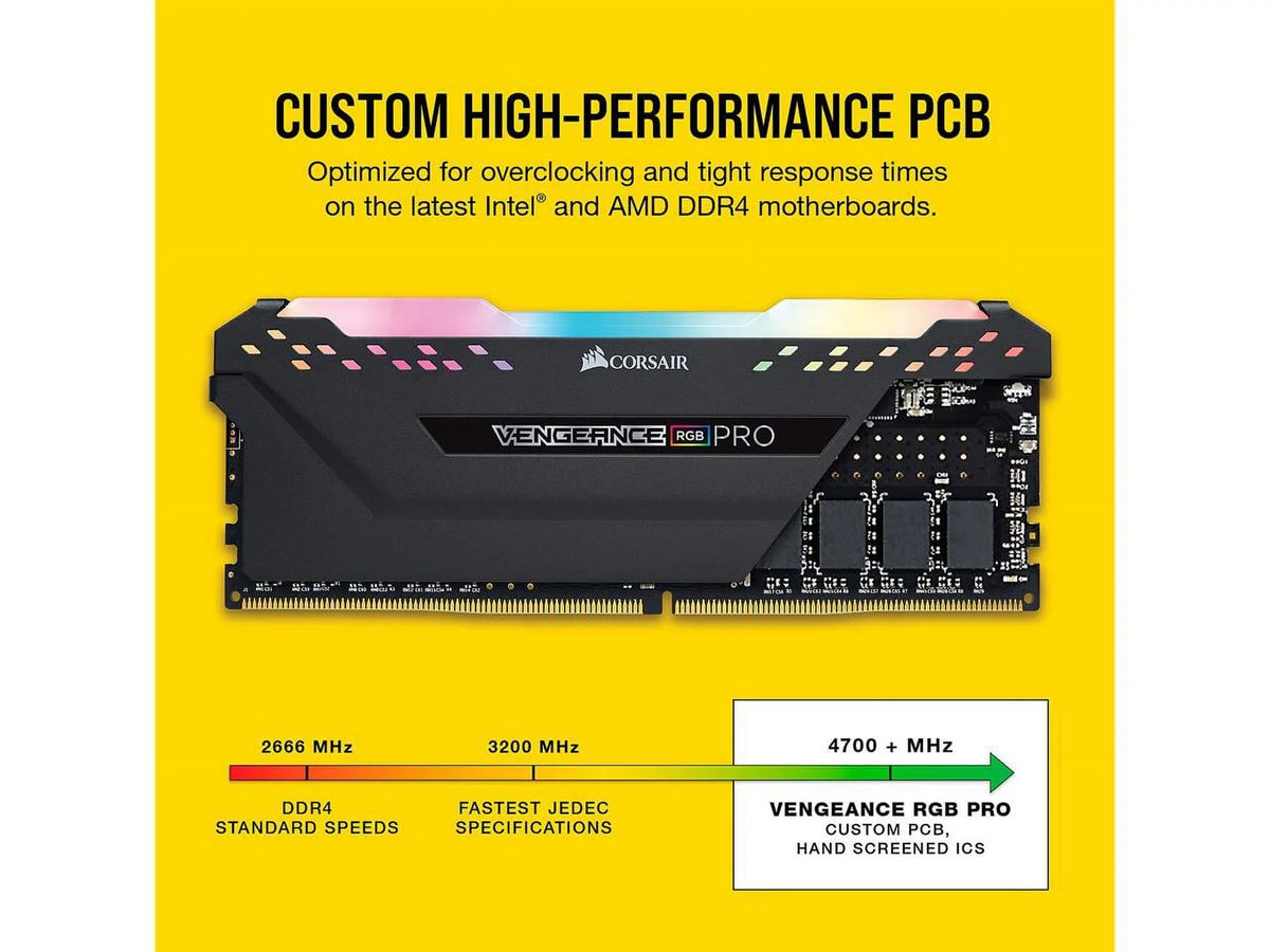 Vengeance PRO RGB 3200MHz C16 Memory 16GB DDR4 Desktop (2x8GB) Black Corsair LED -