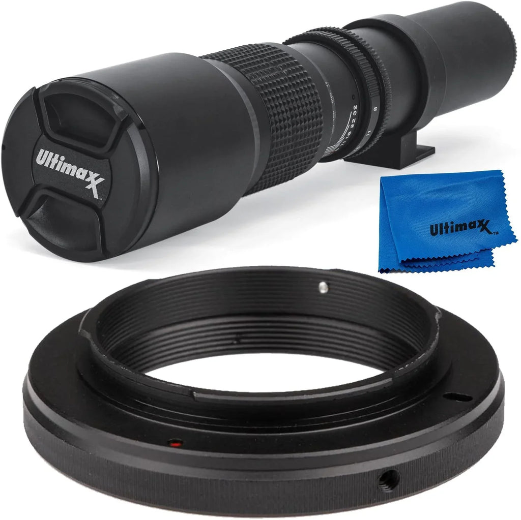 Microfiber Preset EF SLR/DSLR Mount Cloth with Lens Multi-Coated for T-Mount f/8 & Cleaning 500mm - Cameras Canon Ultimaxx Compatible Adapter Includes Telephoto