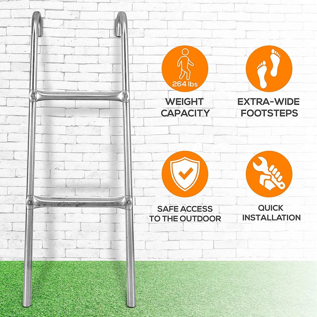 Galvanized Access - Step inch. 2 Ladder Weather SereneLife Climbing Trampoline Steel 4.7 Resistant
