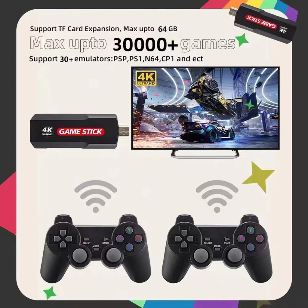 Controller,30000+ Retro Console Wireless Retro Console, Plus Stick Games,128GB Games Upgrade Double Wireless X2 Game