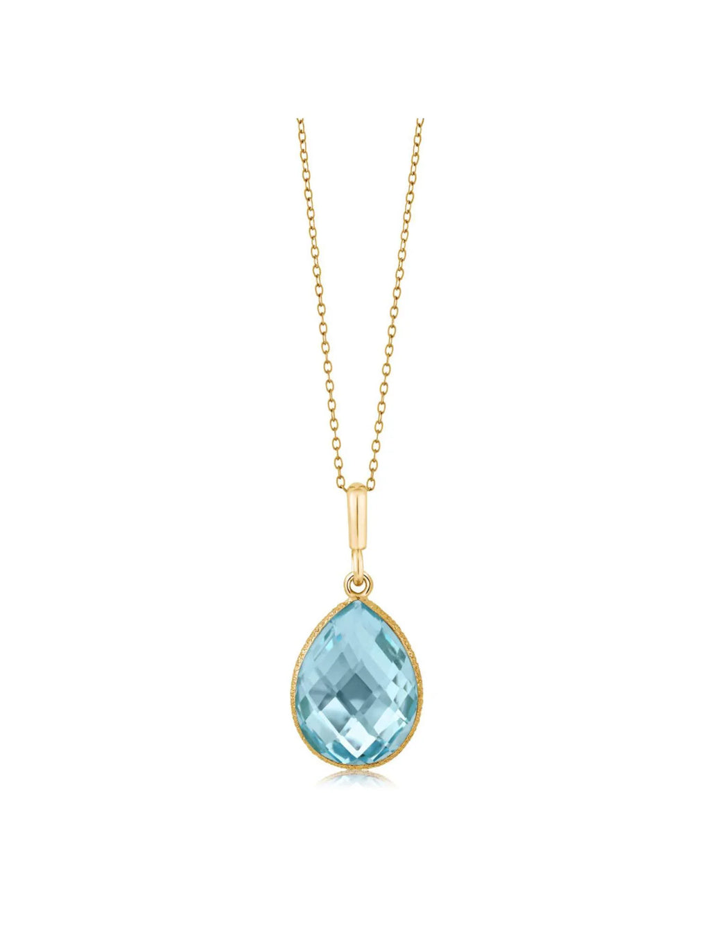 Plated Yellow 9.00 Stone 18K Gold Chain 16x12mm inches Pear King Pendant Topaz Gem Ct Shape 18 Silver Blue
