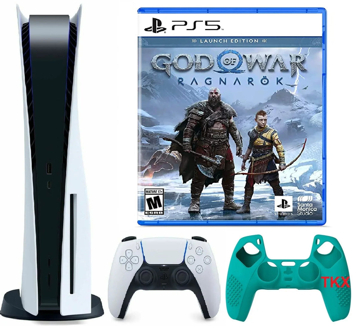 / War Disc 2022 Bundle Gaming Silicone Console Version PlayStation_PS5 God with Newest Skin Controller of Cover Ragnark