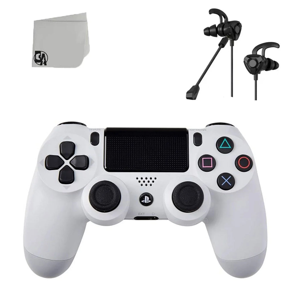 DualShock New Controller Like PS4 White BOLT Wireless Included - Bundle Earbuds With - AXTION
