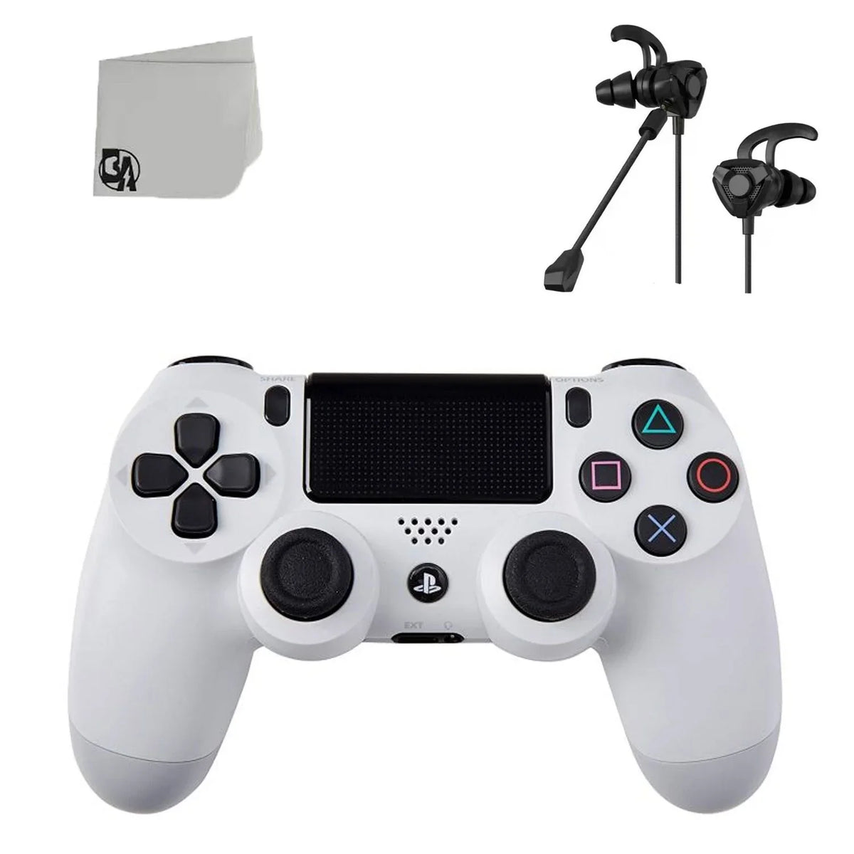 DualShock New Controller Like PS4 White BOLT Wireless Included - Bundle Earbuds With - AXTION