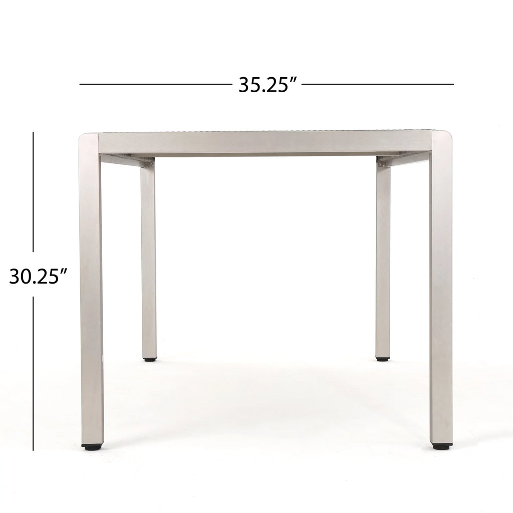 Dining Wicker with Aluminum Grey Top, Table Outdoor Bay Coral