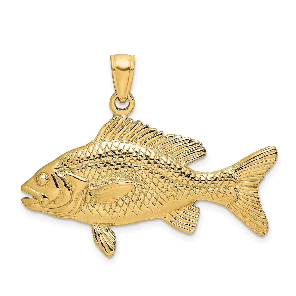 Fish Yellow 14k mm) 19 34.6 mm, Women (L for 3-D Snapper Charm W Textured Auriga - Red - Gold