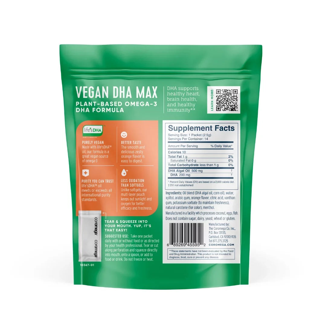 DHA, Coromega, Omega-3, Orange, Oil Vegan 60ct Algal