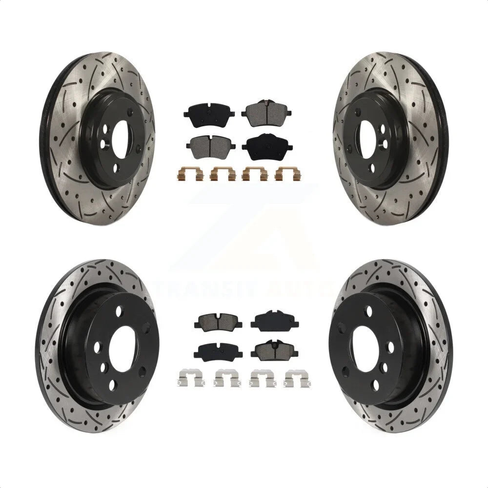 KDS-100738 With Rotor Coated Rotors Front 2015 2.0L Kit Pads And Cooper Mini Slotted Brake Rear - Disc Diameter 1.5L Auto 294mm Drilled Transit For Semi-Metallic