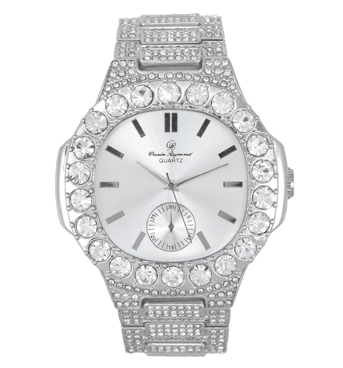is Choice!! or Baguette - Bigger Better Your Silver) Metal Out for (Silver Oblong Diamonds Oversized Luxurious The ST10316CE Diamonds Mens Style!! Bling-ed Your King. - Watch