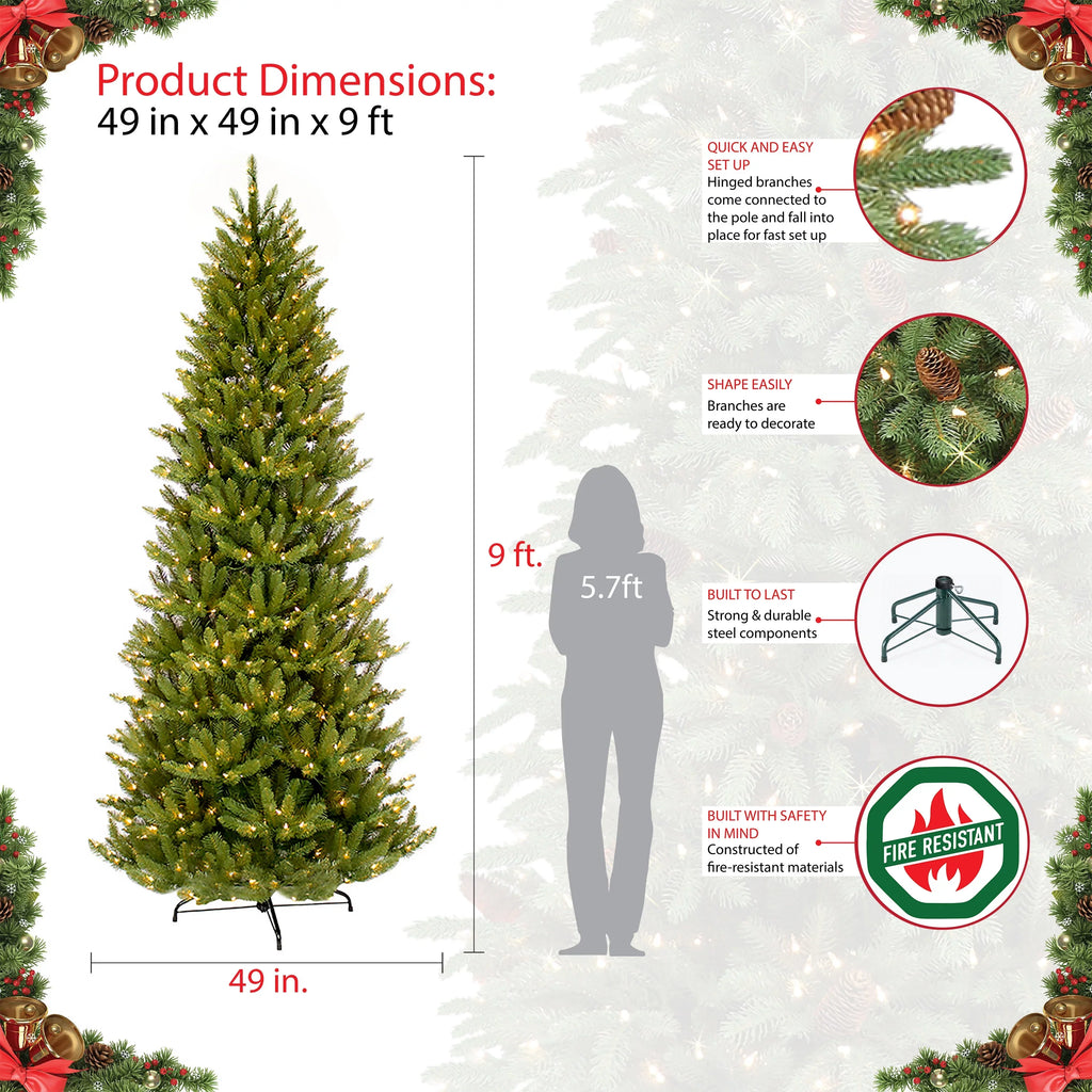 ft. Slim Lights UL Fraser Pre-lit Tree Clear Christmas 9 Artificial listed Fir 800