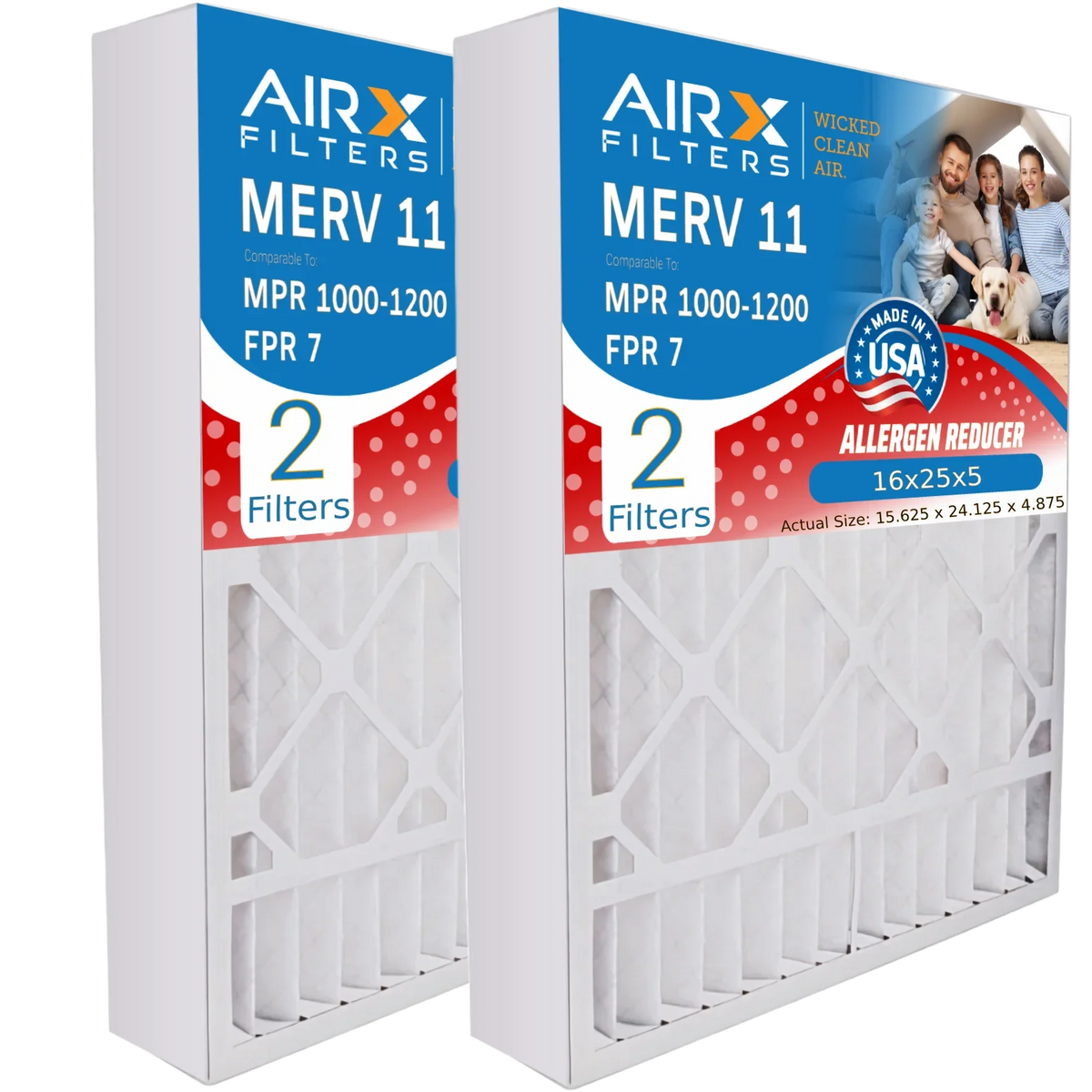 Air FILTERS Furnace 255649-105 Comparable MPR CLEAN 2 7 by AIRX Premium USA Compatible AIR. to MPR Bear WICKED Filter Made & Pack MERV FPR 16x25x5 Filter with 1200 Air 16x25x5 1000, 11