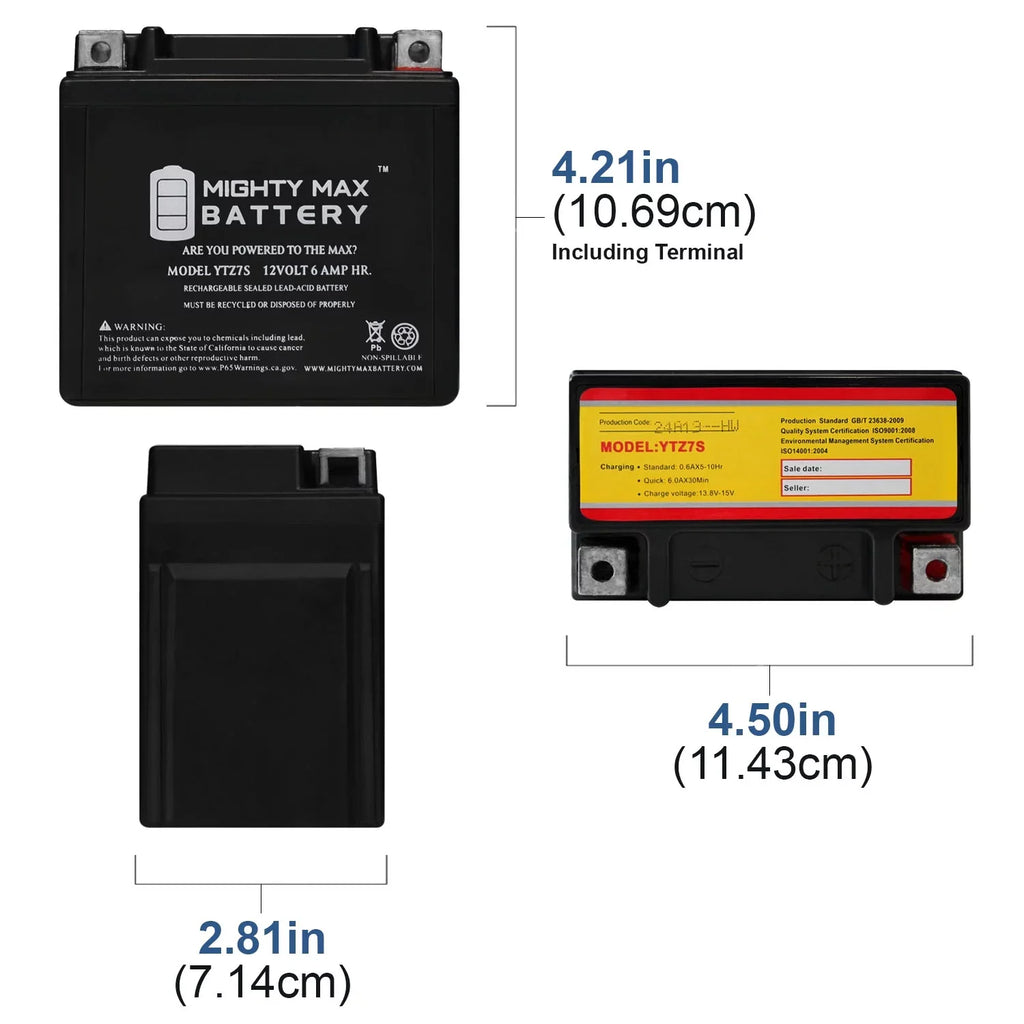 12V 12V 6AH Replacement 1Amp YTZ7S compatible KTM + 2008-2012 with ATV Battery 505 SX Charger