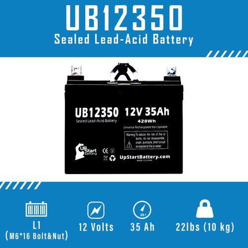 '- L1 Acid UB12350 Pack Terminal, Universal (12V, 35000mAh, 35Ah, SLA) Sealed Battery Replacement Topaz AGM, 850 Compatible - 5x Lead Battery