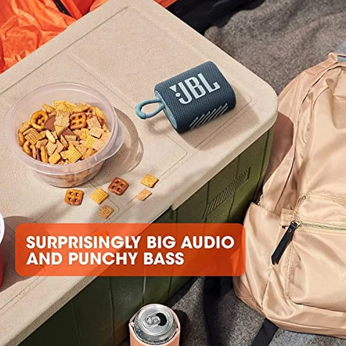 Portable & Waterproof Dustproof Wireless Bluetooth Restored JBL 3 (Blue) Speaker Outdoor Go (Refurbished) IP67