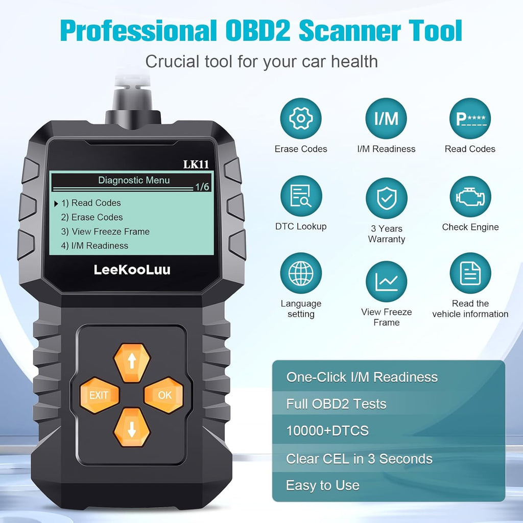 Play 1996 Freeze Code - Clear Cars Reader Readiness Professional LK11 Diagnostic for Since Reset Alert Scan Easy Setup and OBD2 Code LeeKooLuu to Plug Frame/I/M - Scanner Use Engine with