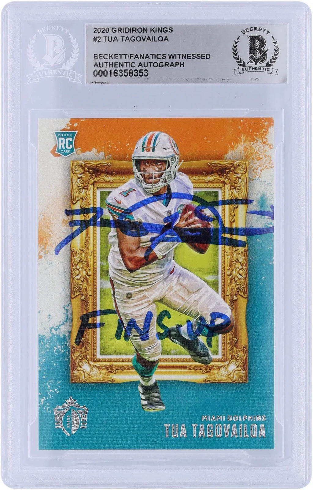 Gridiron Fanatics "Fins Certified 2020 Rookie Inscription Up" with Authenticated Miami Beckett Tua Autographed Panini - Authentic Kings Chronicles Card Witnessed #GK-2 Dolphins Fanatics Tagovailoa