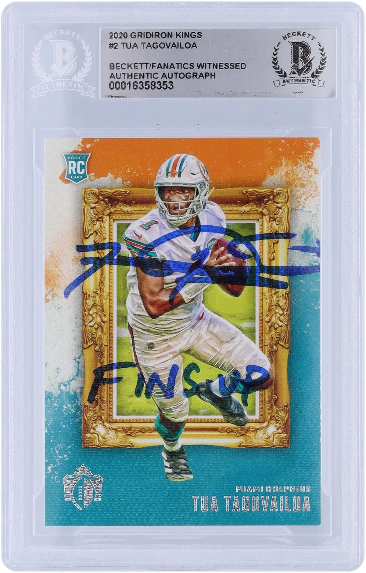 Gridiron Fanatics "Fins Certified 2020 Rookie Inscription Up" with Authenticated Miami Beckett Tua Autographed Panini - Authentic Kings Chronicles Card Witnessed #GK-2 Dolphins Fanatics Tagovailoa