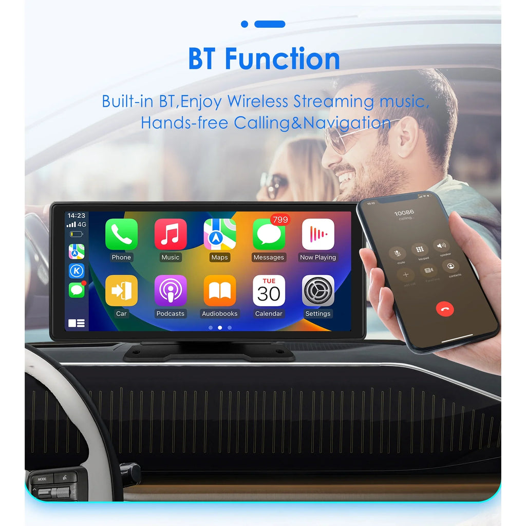 Apple Radio Unit Touchscreen Bluetooth 10.26" Auto Head Navigation Adjustable Mirror Link GPS FM Car Stereo Player 360° Carplay Android