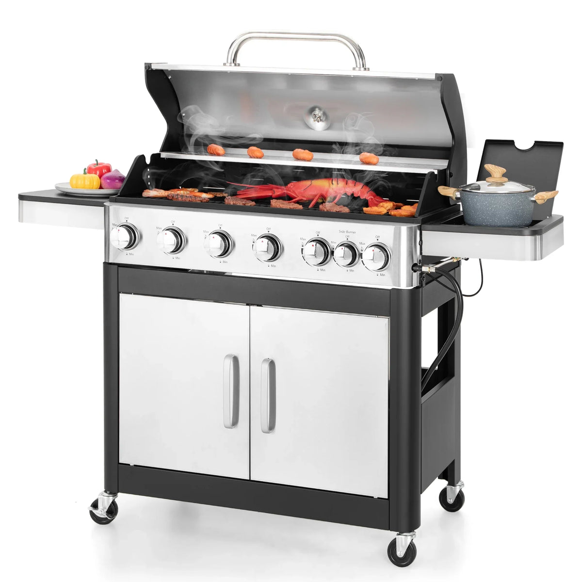 Burner with Burner Grill Side Summit Steel Gas 6 Grill Propane Living Stainless BBQ