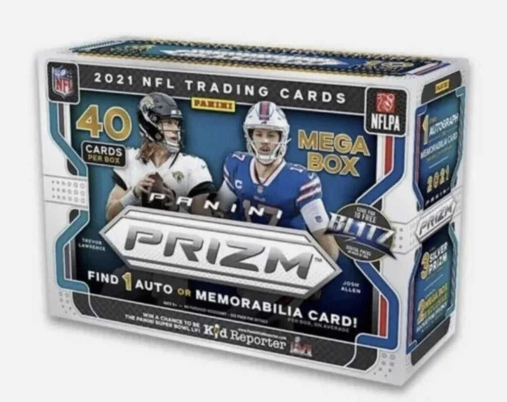 ONE cards/bx Autograph Prizm NFL 2021 Football (40 incl. MEGA Box Memorabilia card) Panini or