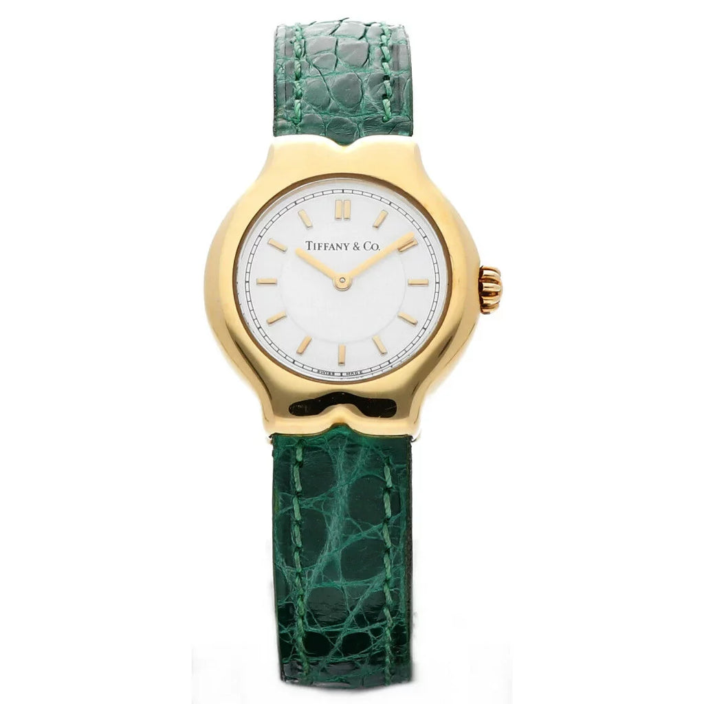 L0130 Yellow White Ladies Dial Case Watch Tiffany&amp;Co 18k Gold Tesoro Leather