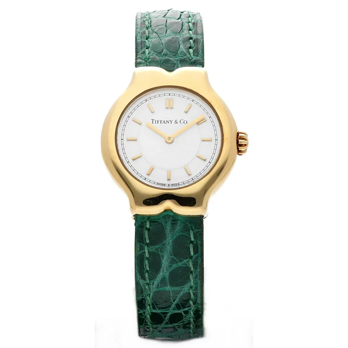 L0130 Yellow White Ladies Dial Case Watch Tiffany&amp;Co 18k Gold Tesoro Leather