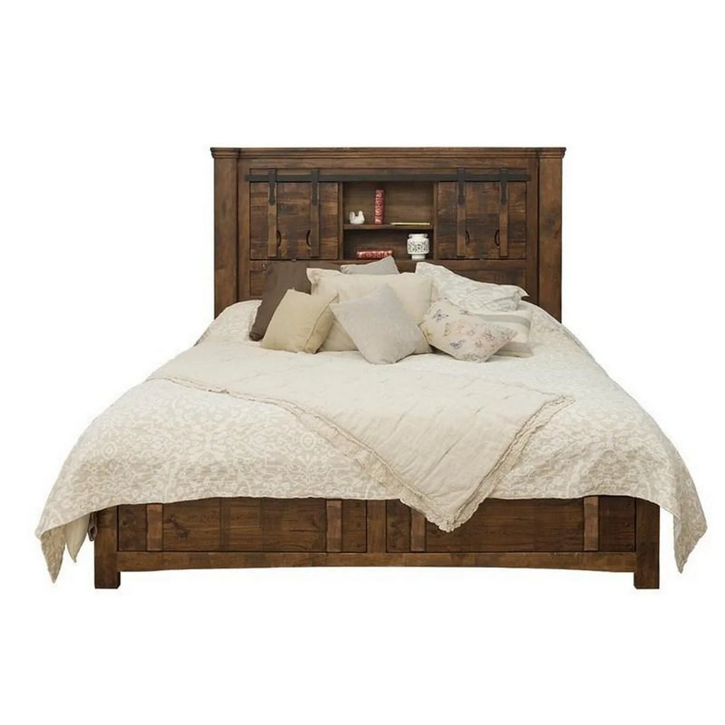 Finish Size Bed, Shelves, Deep Fixed Brown King Drawers, Maye Benjara Rustic 2