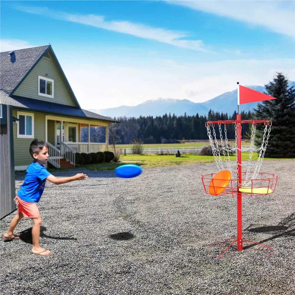 Metal Flying Disc Basket 12-Chain SmileMart Red Disc Portable Target, Golf Golf
