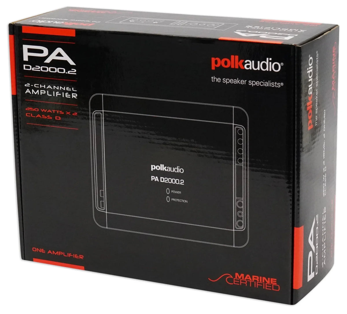 PAD2000.2 Polk 2-Channel Audio 500w Amplifier+Wires+Bluetooth Speaker+Headphones