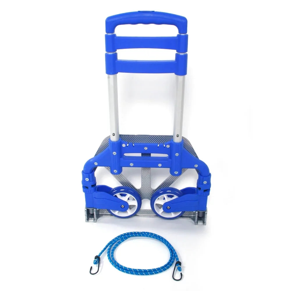 Dolly, Folding Folding Truck, 165 Trolley Blue Luggage Hand Heavy-Duty Cart, lb QEEK Aluminum Capacity Portable Cart with Rubber Telescoping Wheels, and Hand Hand Truck Handle and