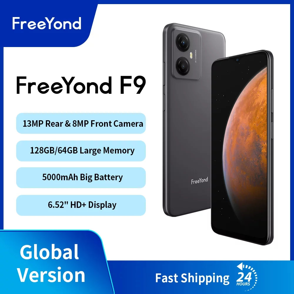 HD+6.52" 13+8MP Macro 5000 Sim, Smartphone, Battery With FreeYond Display Dual Dual MAh, 64GB/128GB Camera F9 2MP Real Rom,
