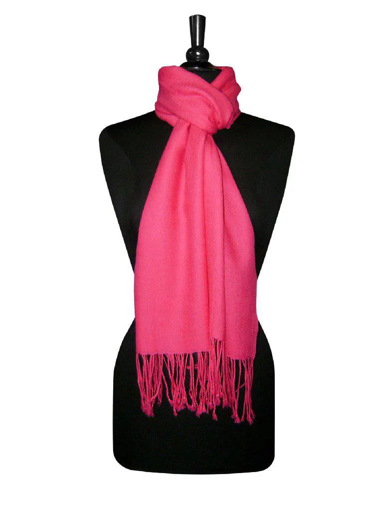 Wool Color Wrap 100% Pink Biagio Hot Womens Fuchsia Solid Shawl Pashmina Scarf