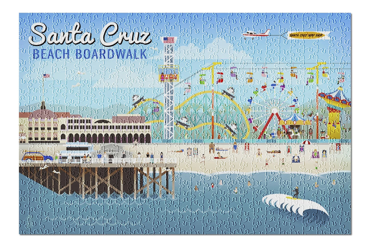 Santa USA) Jigsaw 500 Premium inches, Retro Family, Scene for in Adults (19x27 California, Puzzle Made Cruz, and Piece