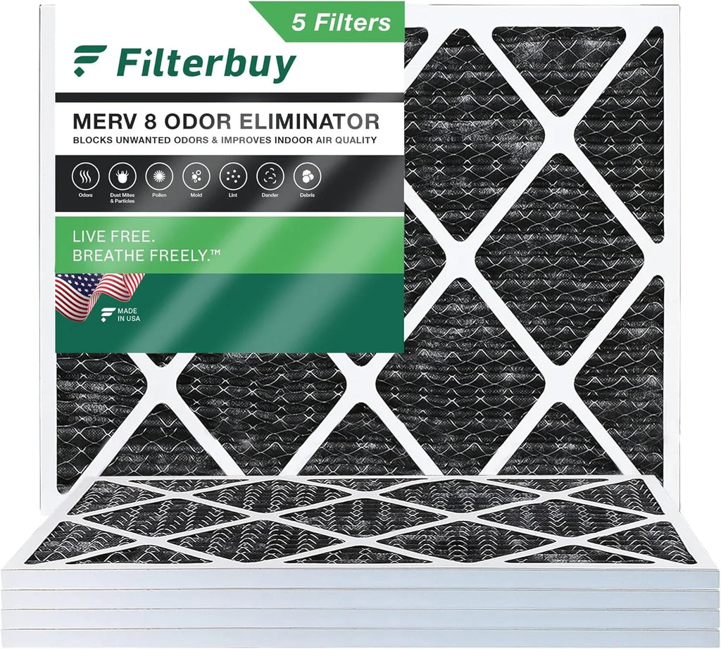 with 8 Carbon MERV Odor Filters HVAC Air Activated Filterbuy 14x20x1 AC (5-Pack) Eliminator Furnace Pleated