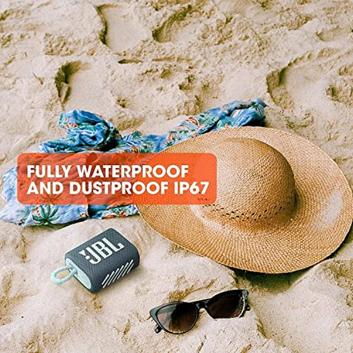 Portable & Waterproof Dustproof Wireless Bluetooth Restored JBL 3 (Blue) Speaker Outdoor Go (Refurbished) IP67