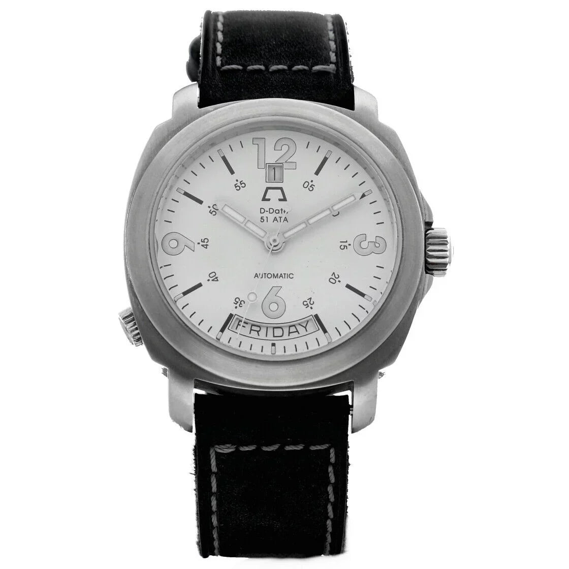 Dial Date Leather 43mm Ivory 51ETA Watch Day Automatic D-Date Anonimo Men's 2006