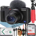 (Black) Camera Card 128GB ZeeTech with Accessory Vlogging ZV-1F + SanDisk Sony Bundle Memory