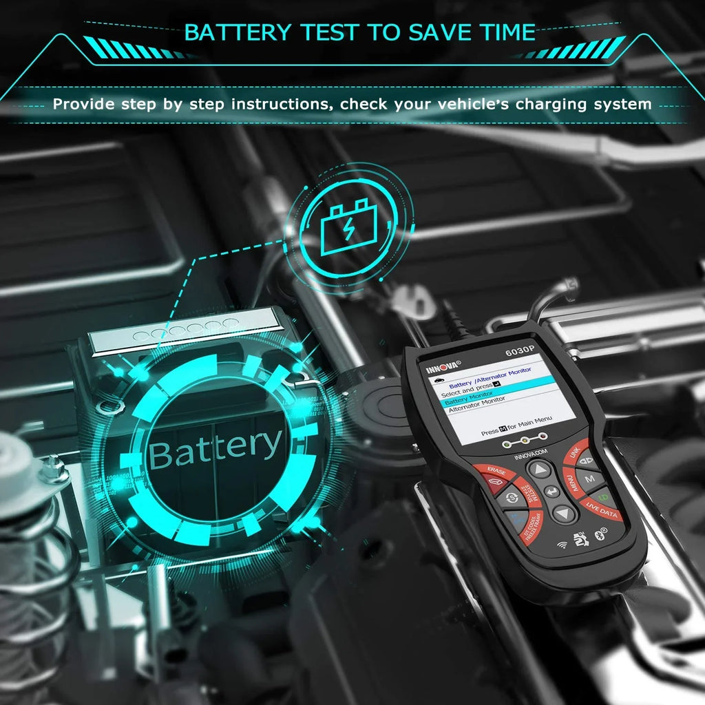 Car Reader Analyzer OBD MIL OBDII Tool OBD2 Diagnostic off Full Scanner for Battery Automotive Automotive Scanner 12V EOBD ABS INNOVA Alternator Modes Check Scanner Scan 6030P Engine Test Code Turn