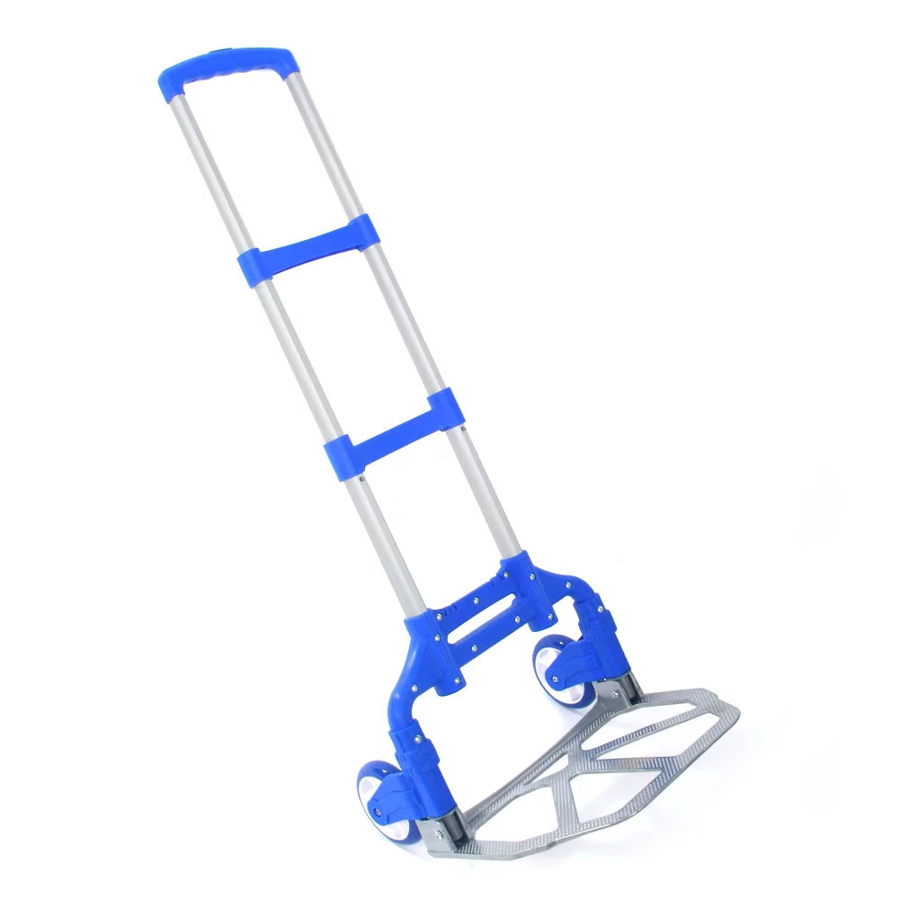 Dolly, Folding Folding Truck, 165 Trolley Blue Luggage Hand Heavy-Duty Cart, lb QEEK Aluminum Capacity Portable Cart with Rubber Telescoping Wheels, and Hand Hand Truck Handle and