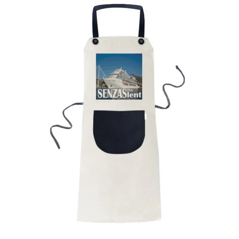 Pocket Bib Luxury Ship Giant Cruise Cotton Adjustable BBQ Pinafore Poster Apron Linen Kitchen