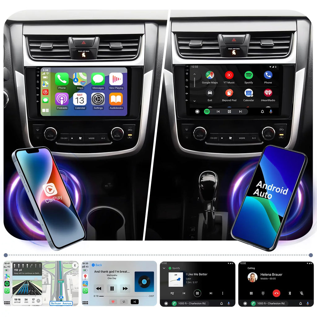Altima Navi Support for 8 GPS inches 9 Double Car & Stereo 2014-2018 12 Android Camera Carplay Car Auto Screen FM with Nissan Backup IPS BT Touchscreen Radio Android Din core(4+32G)