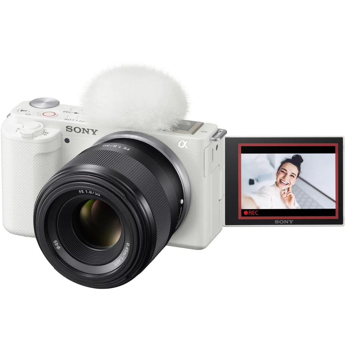 Case Body Video + Alpha Mirrorless ILCZV-E10/W Large Sony Deco Extra APS-C ZV-E10 Camera Lens Kit and Accessories Aperture SEL50F18F Photo F1.8 Vlog with + Bundle Battery FE Gear 50mm White