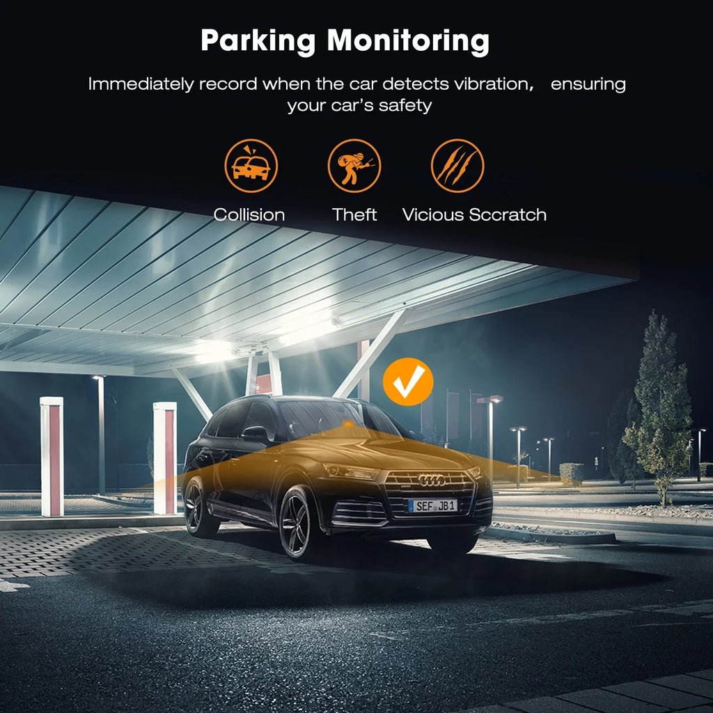 Dash LCD with Cam Vision, Cam,4K 170° GPS, Night 2" Parking Angle, Wide Front WDR, Camera Screen Car Dash TOGUARD Mode, G-Sensor