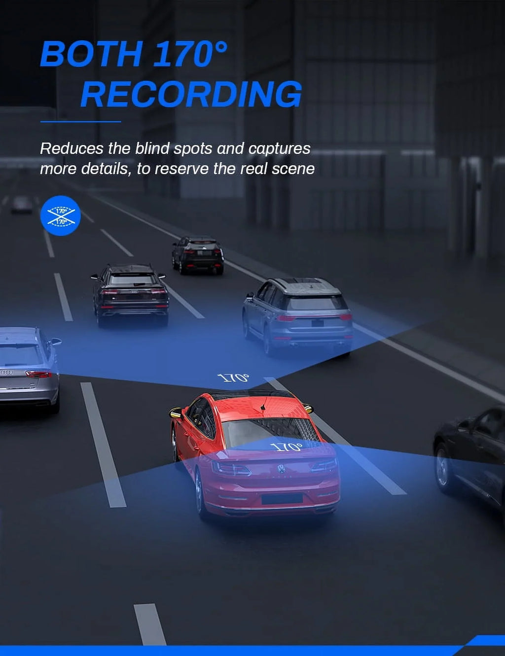 GPS, Backup 170° Cam 2.5K Rear, Dash Magnetic Crosstour for Camera inch 3 Camera Recorder Cars Screen Front IPS Dashboard and Dash