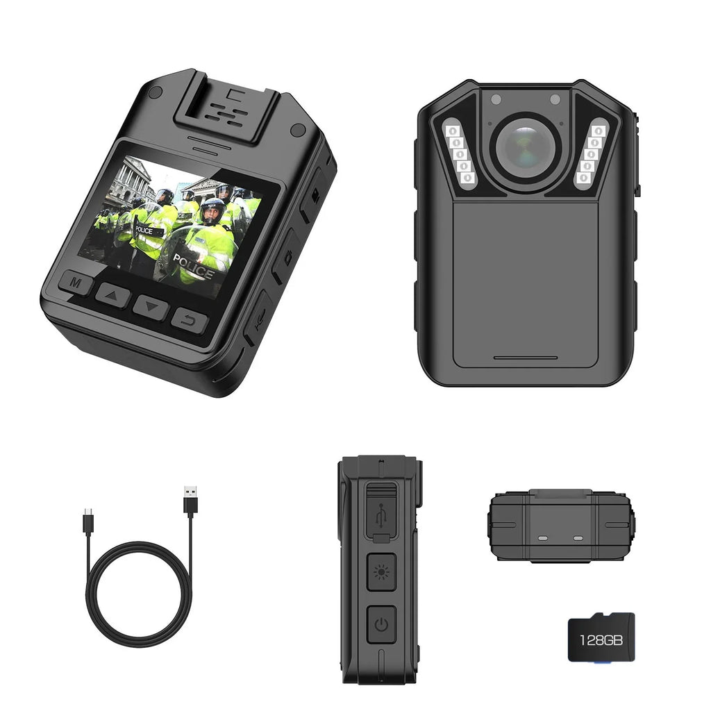 Cam - Guard - Mini Audio with Waterproof Law 128GB Security Home Wearable Vision 1440P Body for Camera Enforcement Camcorder RONY and Police Night Body with Body Recording Video