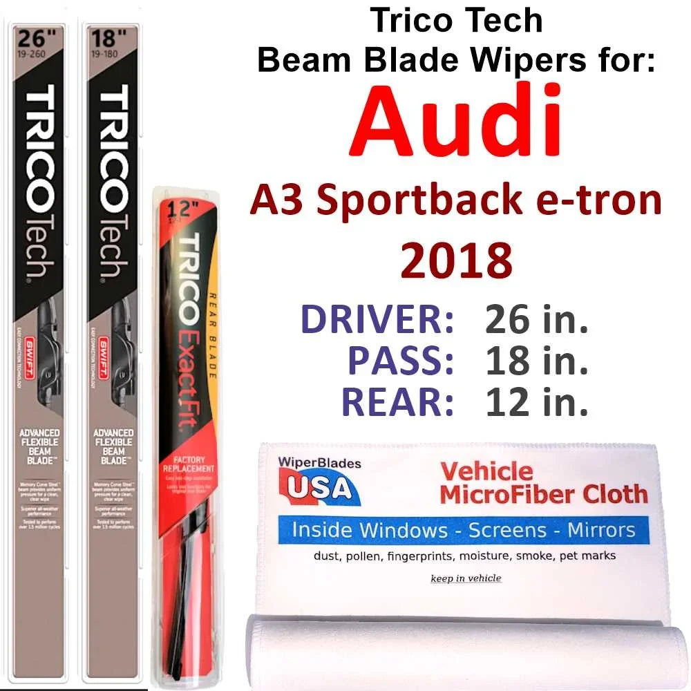 Wipers 2018 Beam w/Rear (Set Blade A3 of 3) e-tron Wiper Sportback Audi