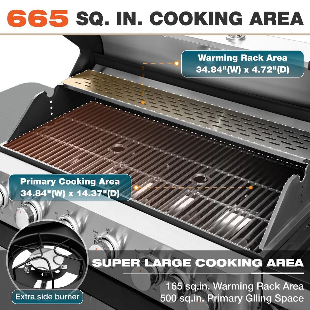 Burner with Burner Grill Side Summit Steel Gas 6 Grill Propane Living Stainless BBQ